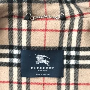 burberry vintage check detail wool blend hooded duffle coat